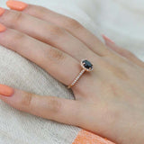 1.6ct Round Cut Black Diamond Halo Solitaire Engagement Ring 14k RoseGold Finish