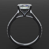 East West Solitaire Engagement Ring 1ct Emerald Cut Diamond 14k WhiteGold Finish