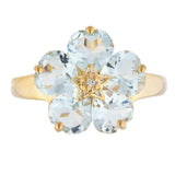 5ct Engagement Ring Heart Cut Blue Aquamarine Floral 14k Yellow Gold Finish