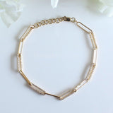 2ct Round Cut Moissanite Paperclip Chain Stylish Bracelet 14k Yellow Gold Plated