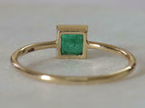 1.23ct Princess Cut Green Emerald Solitaire Engagement Ring 14k Yellow Gold Over