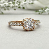 2ct Engagement Ring Round Diamond Halo Solitaire with Accent 14k YellowGold Over