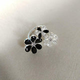 4ct Engagement Ring Pear Cut Black Diamond Flower Cocktail 14k White Gold Finish