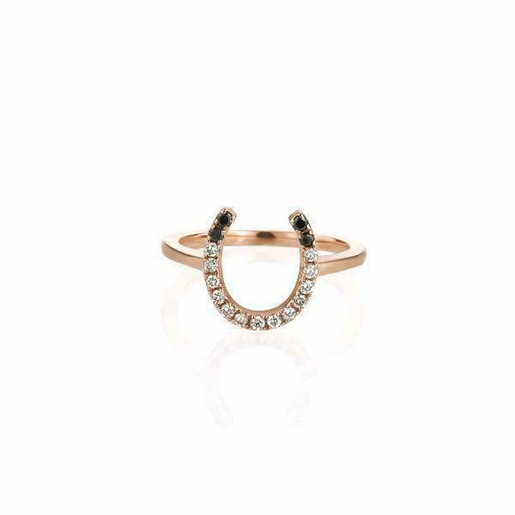 0.5ct Round Cut VVS1D Diamond Engagement Ring 14k Rose Gold Finish Horseshoe