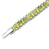 12Ct Princess Cut Green Peridot Exquisite Tennis Bracelet 14K White Gold Finish