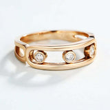 Bezel Set Open Trilogy Engagement Ring 1ct Round Cut Diamond 14k RoseGold Finish