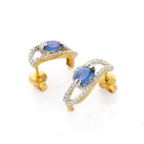 2.4ct Drop Earrings Oval Cut Blue Tanzanite Partywear 14k Yellow Gold Finish