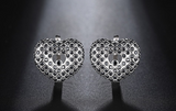 3ct Round Cut Black Diamond Heart Shape Women Drop Earrings 14k WhiteGold Finish