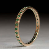 2ct Wedding Ring Band Round Cut Green Emerald Full Eternity 14k Yellow Gold Over