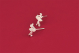 Cute Small Ballet Dancing Girl Stud Earrings Graduation Gift 14k White Gold Over