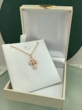 1ct Round Cut Diamond Pendant with Chain Mini Cross Design 14k Rose Gold Finish