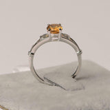 1ct Oval Cut Yellow Citrine Open Heart Shank Solitaire Ring 14k WhiteGold Finish