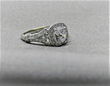 4Ct Round Cut Diamond Vintage Engagement Halo Ring 14K White Gold Finish