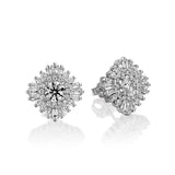 2.5ct Round Diamond Ballerina Cocktail Halo Stud Earrings 14k White Gold Finish