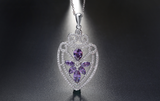 4ct Marquise Cut Purple Amethyst Unique Pendant with Chain 14k White Gold Finish