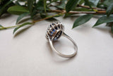 1ct Oval Cut Blue Sapphire Engagement Ring 14k White Gold Finish Halo Solitaire