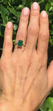 2.1ct Green Emerald Cut Round Diamond Accent Engagement Ring 14k YellowGold Over