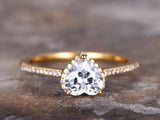 1ct Heart Cut VVS1 Diamond Solitaire Love Engagement Ring 14k Yellow Gold Finish