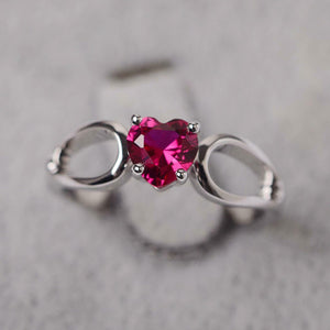 1ct Engagement Ring Heart Cut Pink Ruby Split Shank 14k White Gold Finish