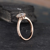 1ct Oval Cut Diamond Engagement Ring 14k Rose Gold Finish Half Eternity Promise