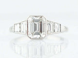 1.7ct Emerald Cut Diamond Solitaire Ring 14k White Gold Finish Trapezoid Accents