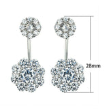 2ct Round Cut VVS1D Diamond Flower Statement Drop Earrings 14k White Gold Finish