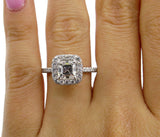 3Ct Asscher Cut Diamond Hidden Halo High Set Engagement Ring 14K White Gold Over