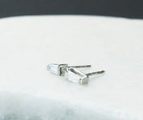 0.5ct Baguette Simulated Diamond Geometric Stud Earrings 14k White Gold Plated