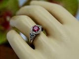 2.3ct Round Cut Pink Ruby Engagement Ring Halo Celtic Trinity 14k WhiteGold Over