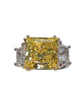 2ct Princess Cut Yellow Sapphire 3 Stone Engagement Ring 14k Dual Tone Finish