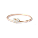 0.1ct Pear Cut Diamond Engagement Ring 14k RoseGold Finish Heart Love Minimalist