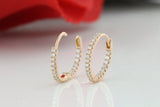 Party Wear Hoop Earrings 0.6ct Round Brilliant Cut Diamond 14k Rose Gold Finish