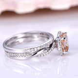 1.7ct Cushion Peach Morganite Infinity Bridal Engagement Ring 14k WhiteGold Over