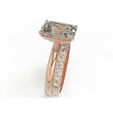 3.5ct Emerald Cut Diamond Engagement Ring Bridal Wedding Set 14k RoseGold Finish