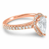 2.5ct Pear Cut Diamond Accents Halo Solitaire Engagement Ring 14k Rose Gold Over