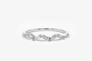 0.7ct Wedding Band Baguette Diamond Half Eternity Stackable 14k WhiteGold Finish