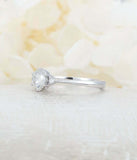 0.75ct Round Cut Diamond Engagement Ring Solitaire Trilogy 14k White Gold Finish