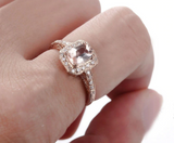 1.4ct Cushion Cut Peach Morganite Vintage Engagement Ring 14k Rose Gold Finish