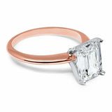 1.5ct Emerald Cut Diamond Engagement Ring Solitaire Women 14k Rose Gold Finish