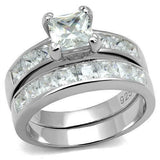 4Ct Princess Cut VVS1/D Diamond Bridal Set Engagement Ring 18K White Gold Finish