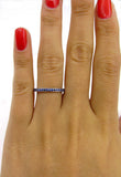 1Ct Round Cut Blue Sapphire Full Eternity Wedding Band 18K White Gold Finish