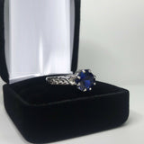 1ct Cushion Blue Sapphire Braided Solitaire Engagement Ring 14k White Gold Over