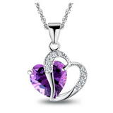 1ct Heart Cut Purple Amethyst Pendant Heart Shape 14k White Gold Finish NO CHAIN