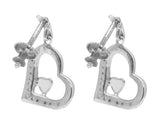 0.6ct Round Cut VVS1D Diamond Open Heart Dangle Earrings 14k White Gold Finish