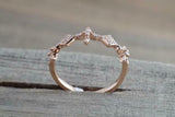 1ct Round Cut Diamond Wedding Band Thin Minimalist Petite 14k Rose Gold Finish