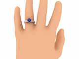 2.5ct Round Blue Sapphire Milgrain Accent Diamond Halo Ring 14k Rose Gold Finish