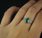 1ct Pear Green Emerald Solitaire with Accents Engagement Ring 14k WhiteGold Over