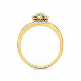 1ct Engagement Ring Pear Cut Diamond Curved Halo Design 14k Yellow Gold Finish