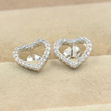 1.5ct Round Cut Diamond Hollow Heart Shape Stud Earrings 14k White Gold Finish