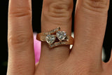 2ct Heart Cut VVS1 Diamond ByPass Two Stone Engagement Ring 14k Rose Gold Finish